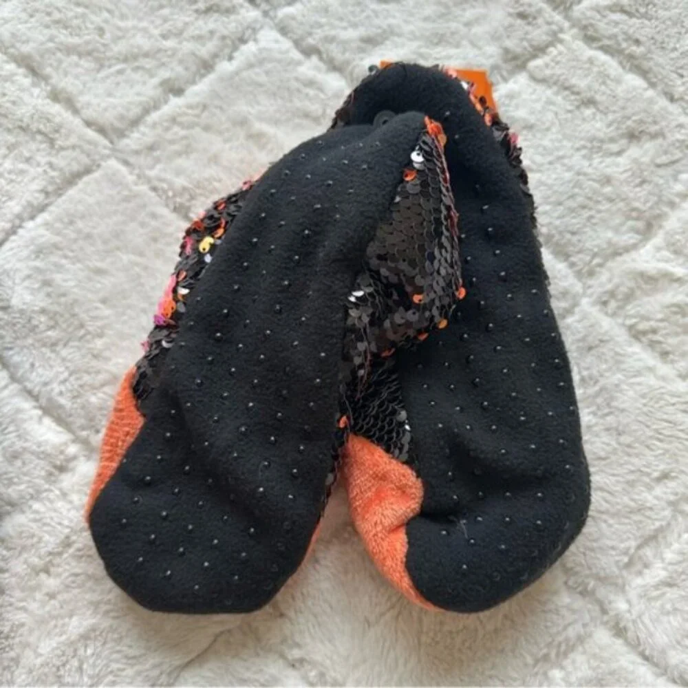 Target Hyde & Eek! | Pumpkin Reversible Sequin Slipper Socks | Size Small/Medium